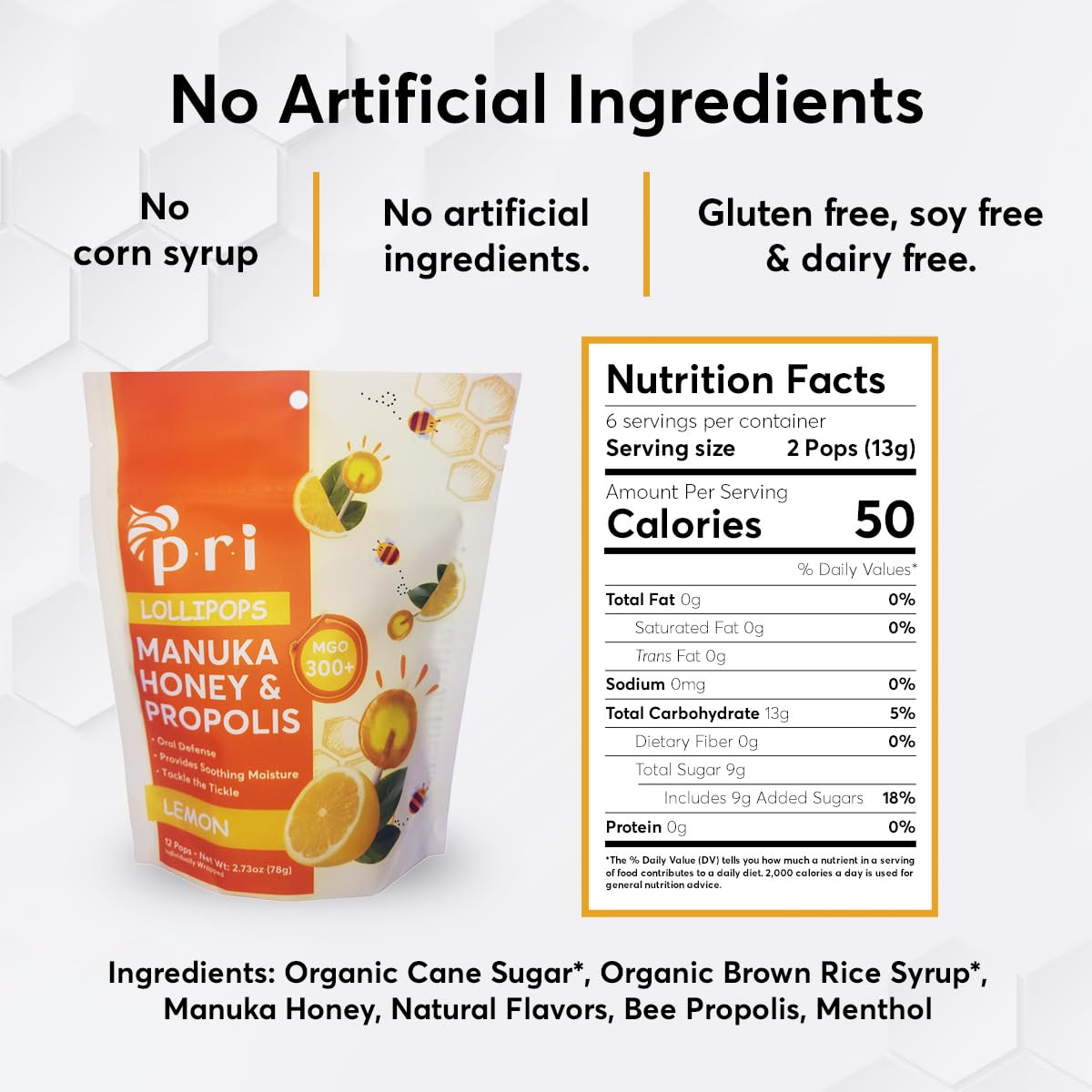 P.R.I clean-label ingredients support a natural, allergen-friendly snacking option.