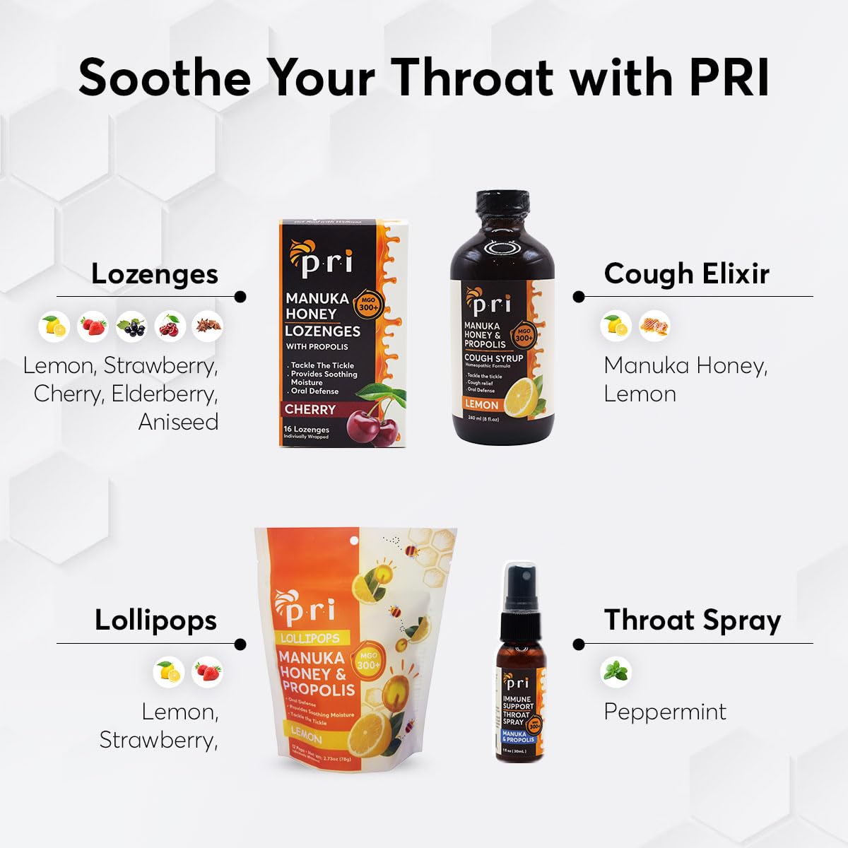 P.R.I two-pack lemon Manuka lollipop set keeps a stash at home, work, or travel.