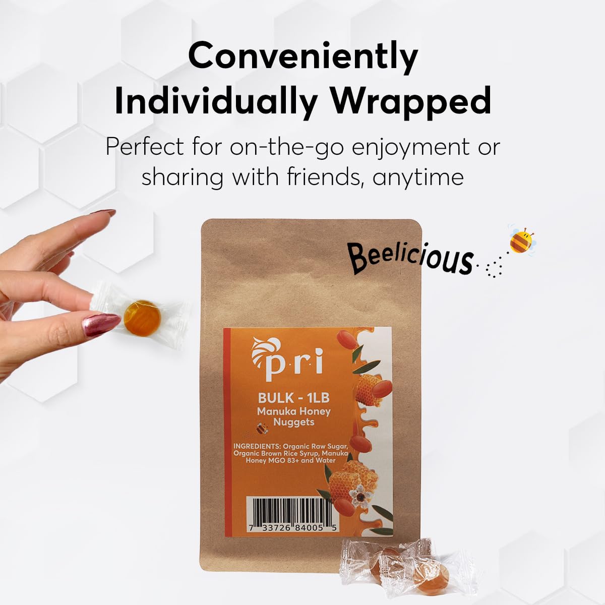 PRI Manuka Honey Nuggets made in New Zealand with real Manuka honey.