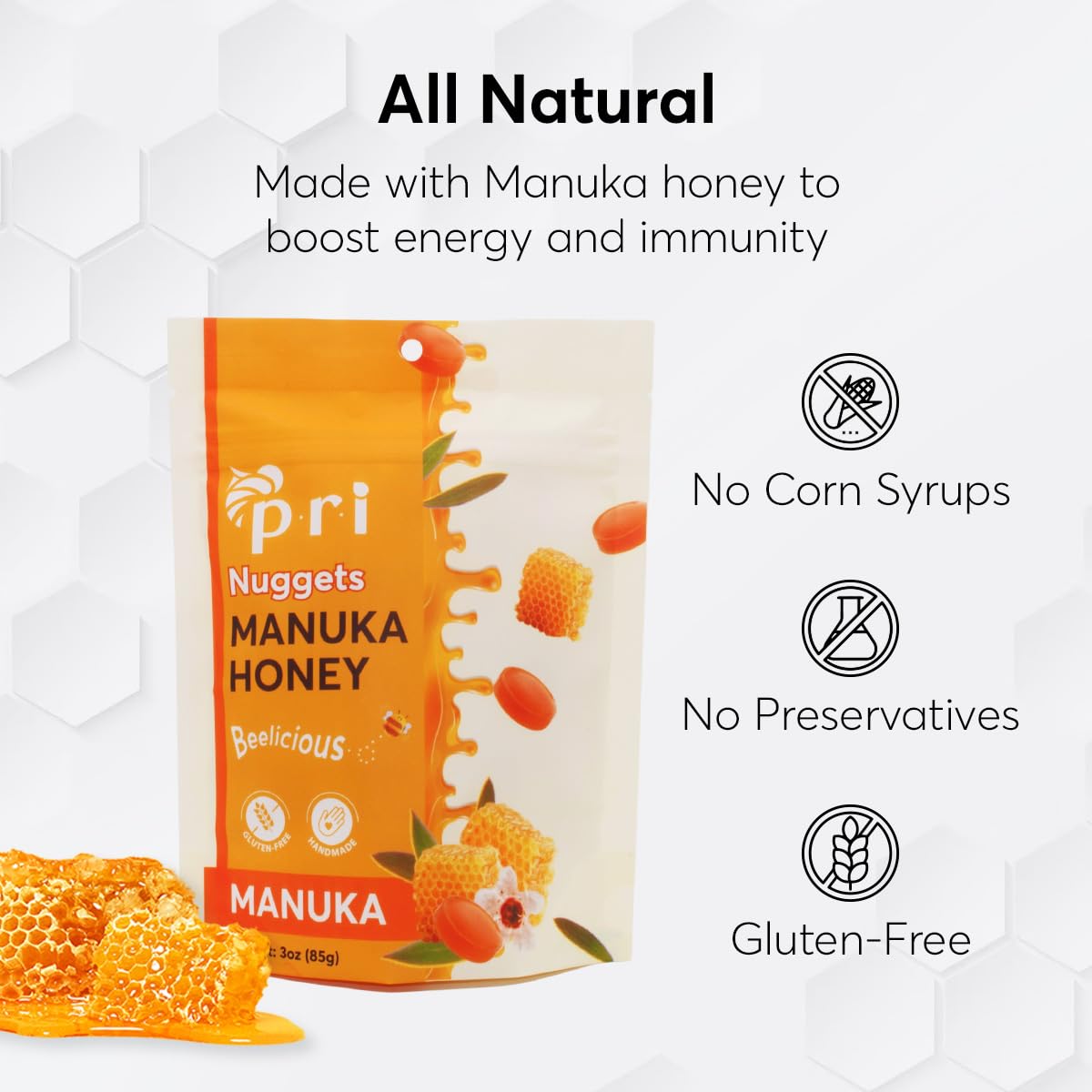 P.R.I Manuka Honey Nuggets made in New Zealand with authentic Manuka honey