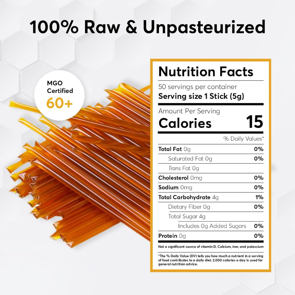 P.R.I Manuka honey sticks ready to add to tea or coffee.