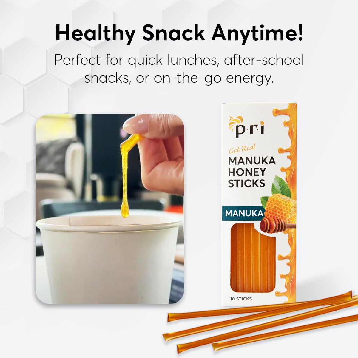P.R.I Manuka Honey Sticks raw and unpasteurized for authenticity