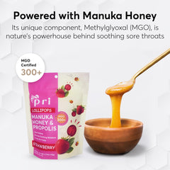 P.R.I lollipop shows propolis and menthol for natural cooling