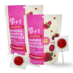 P.R.I strawberry Manuka honey lollipops pack of 24 for on-the-go soothing