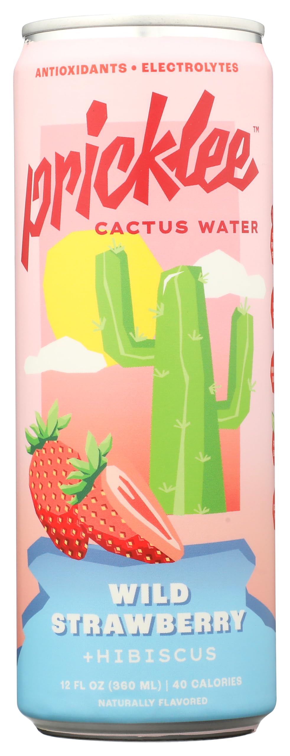 Pricklee Water Cactus Wild Strawberry bottle on ice for a refreshing sip