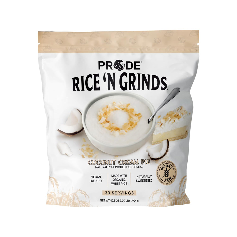 Pride Foods Rice 'N Grinds Coconut Cream Pie bowl ready to enjoy.