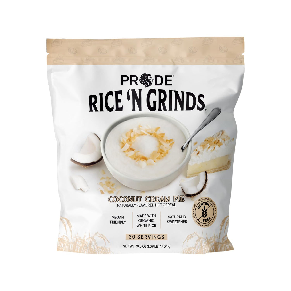 Pride Foods Rice 'N Grinds Coconut Cream Pie bowl ready to enjoy.