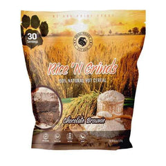 Packaging of Pride Foods Rice N Grinds showing servings and gluten-free badge on the back.