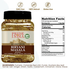 Pride Of India Biryani Masala being sprinkled for rich layered pilaf flavor.