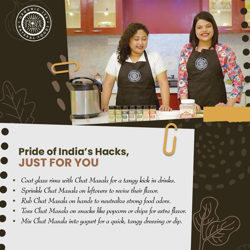 Pride of India Chat Masala sprinkled on a dish to elevate savory flavors.