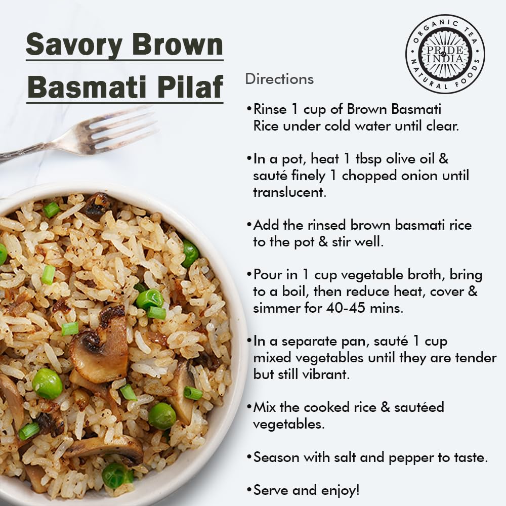 Pride Of India cooked basmati rice with fluffy steam and inviting aroma.