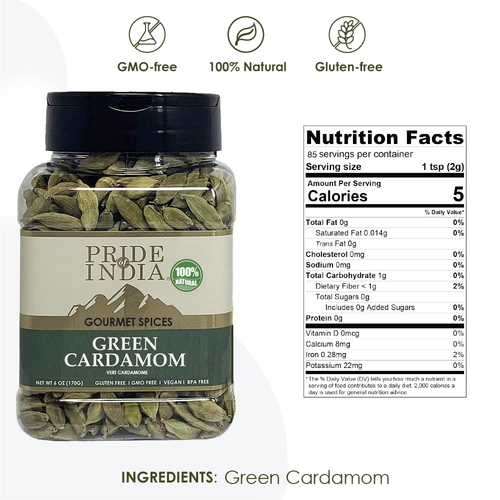 Pride of India dual sifter jar provides precise measuring for fresh spice.