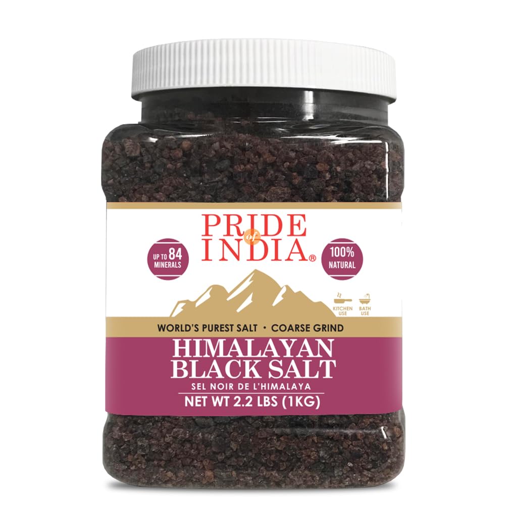 Pride of India Himalayan Black Salt coarse grind in bag for easy seasoning.