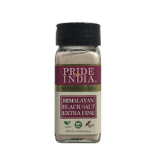 Pride of India Himalayan black salt in extra-fine grind, perfect for cooking and vegan dishes.