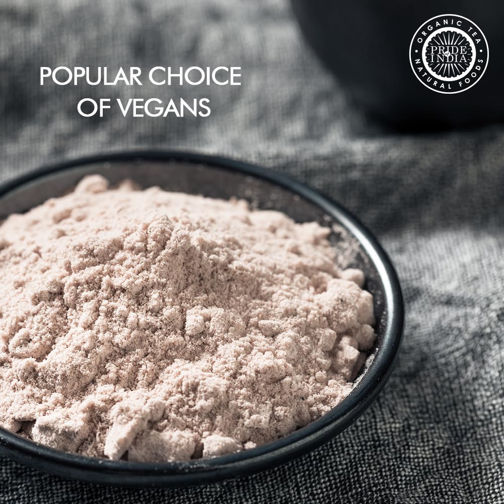 Pride Of India Himalayan Black Salt label closeup showing minerals and grind.