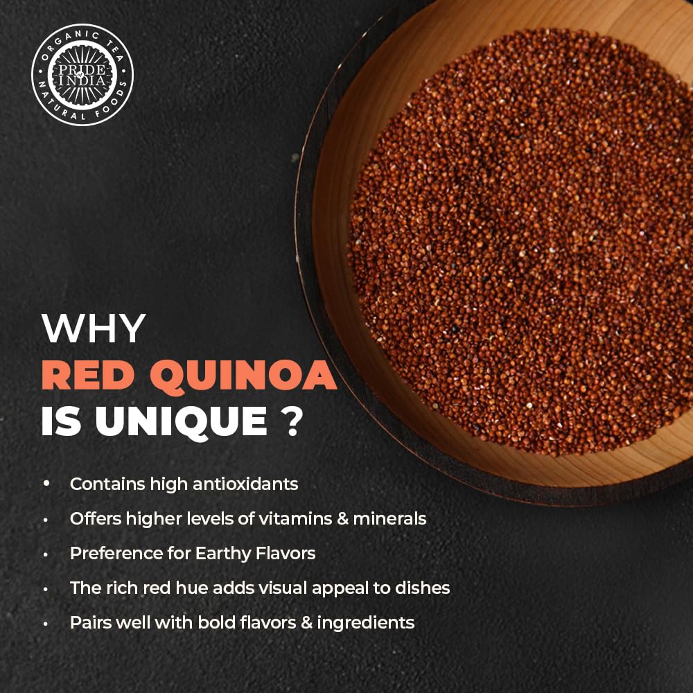 Pride Of India red royal quinoa in salad bowl as protein base