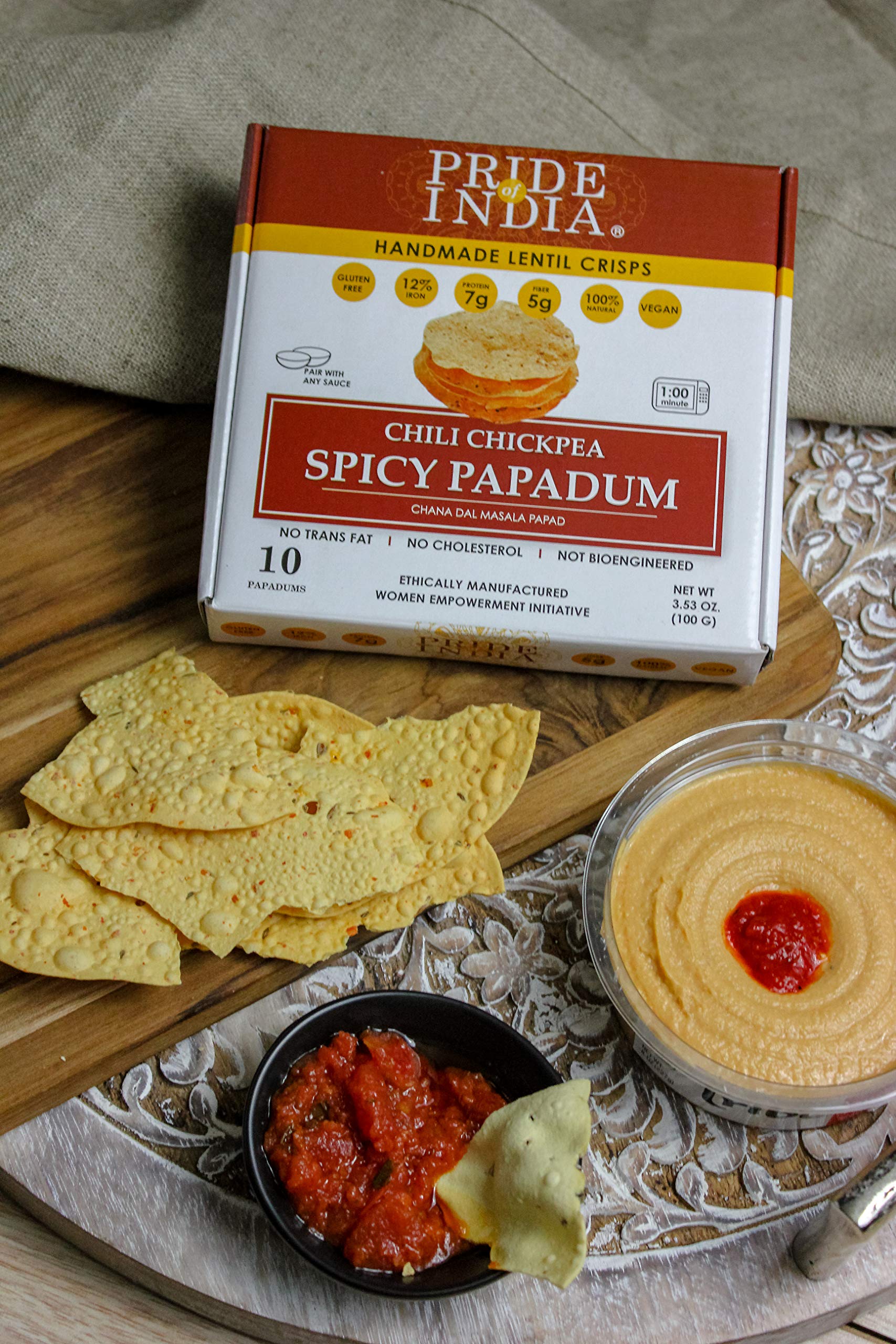 Pride Of India papadum dipping sauce pairing ideas with crisps.
