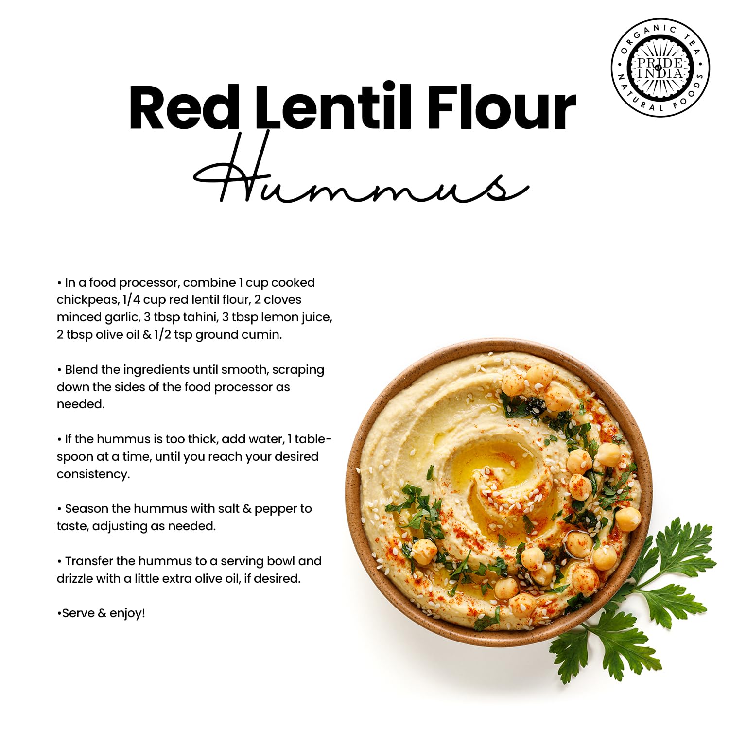 Pride of India red lentil flour freshly milled in small batches.