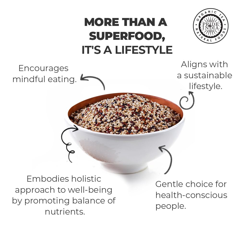 Pride Of India tri-color quinoa textures deliver a satisfying bite in bowls.