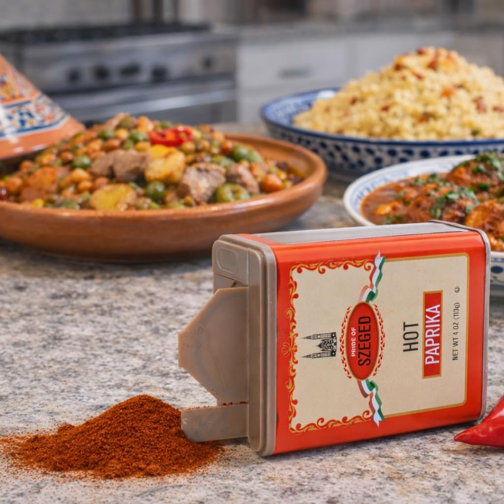 Pride of Szeged hot paprika powder stirred into sauce for depth.
