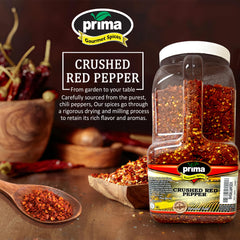 Prima Spice crushed red pepper flakes on pizza for bright, spicy heat