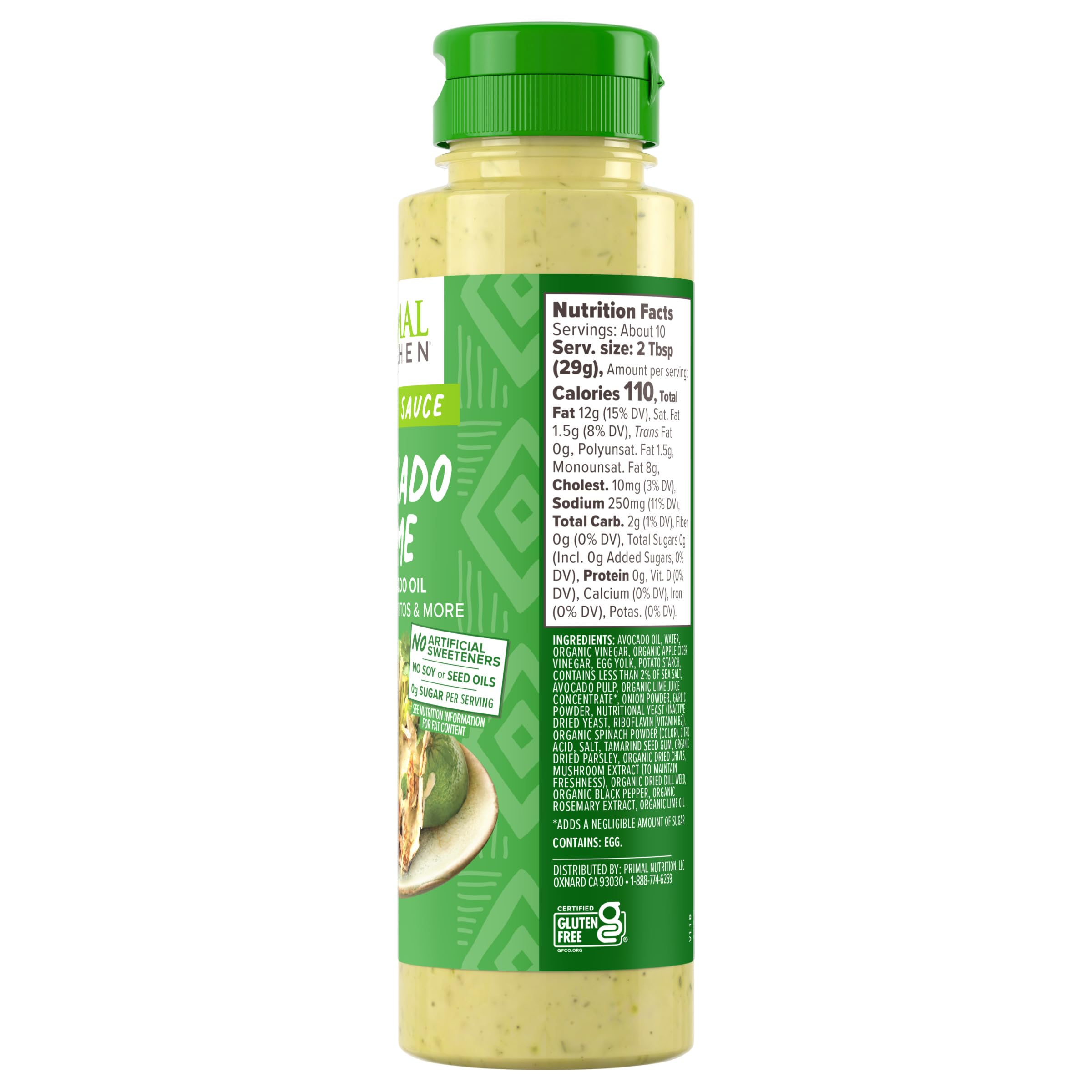 Primal Kitchen Avocado Lime Sauce Dip in fridge for convenient meal prep
