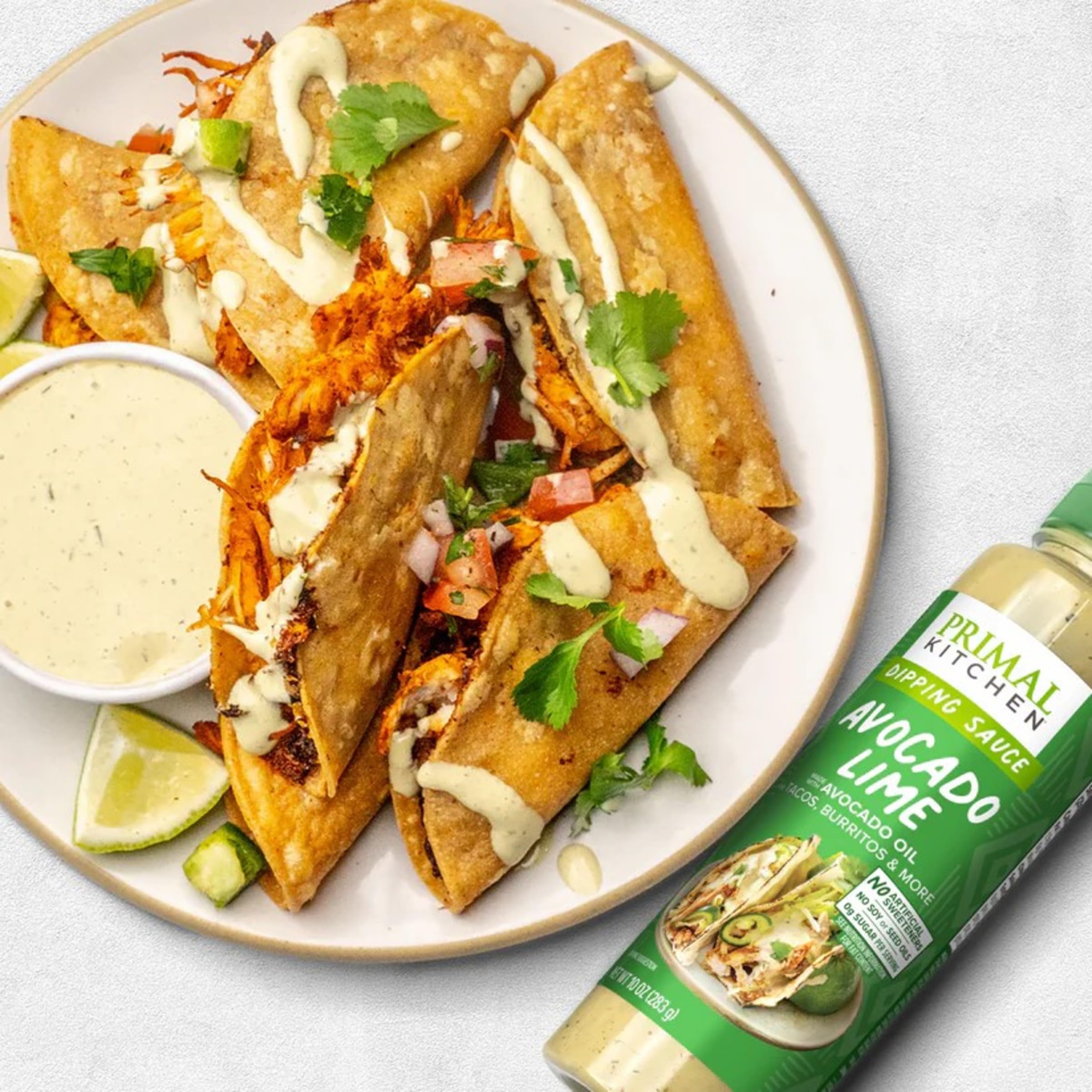 Primal Kitchen Avocado Lime Sauce Dip with fresh ingredients
