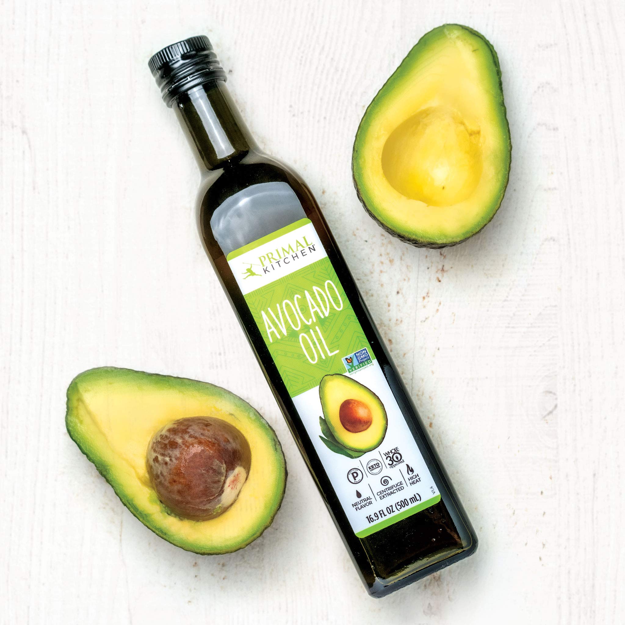 Primal Kitchen Avocado Oil label close-up shows purity and quality