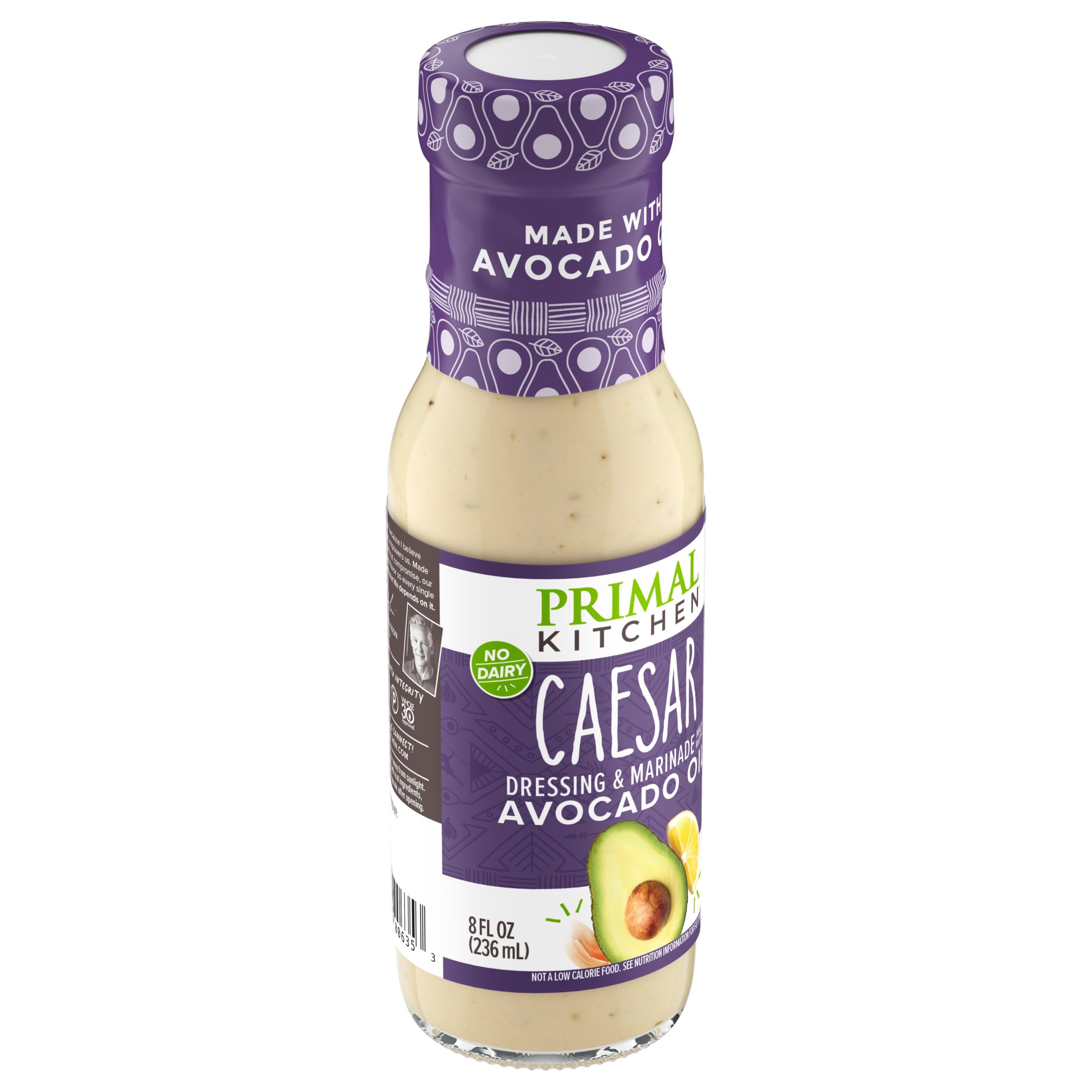 Caesar dressing is gluten-free and dairy-free in the Primal Kitchen bottle