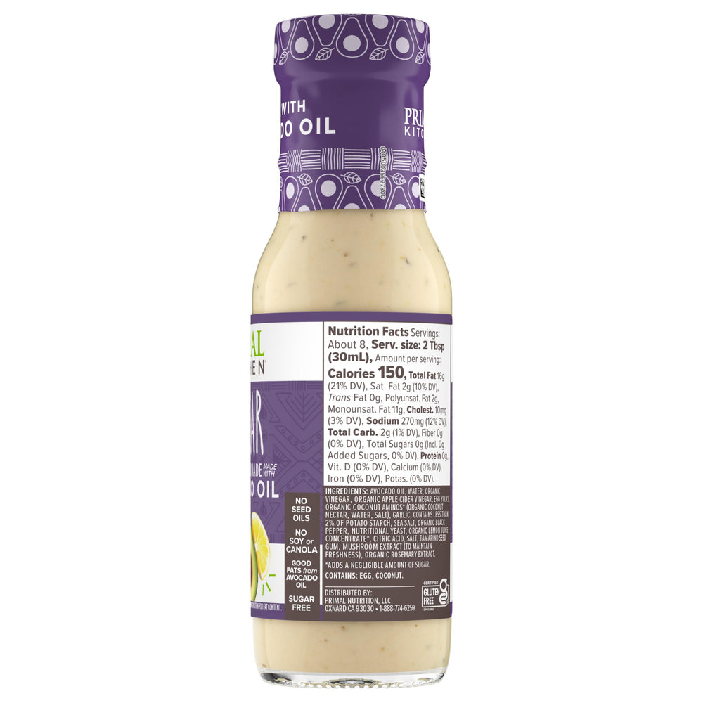 Primal Kitchen Caesar dressing Keto certified on a plate
