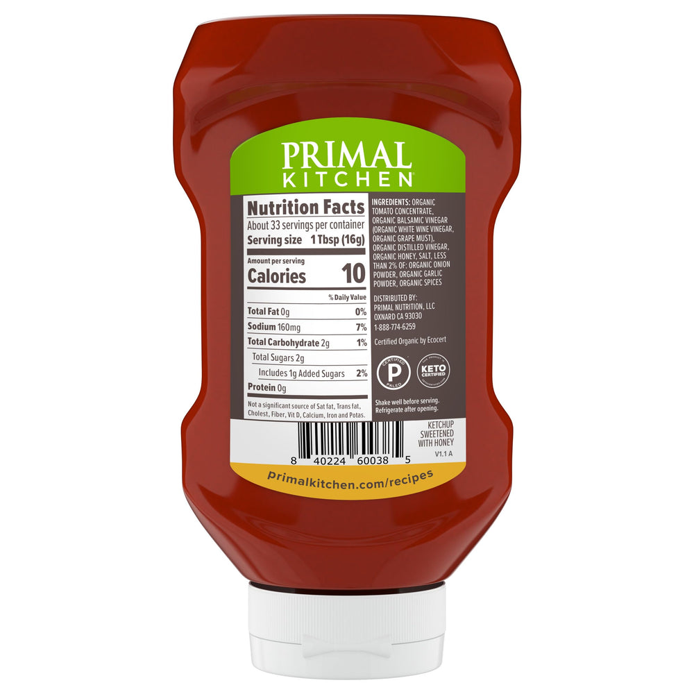 Primal Kitchen Ketchup with Honey Squeeze kitchen-ready convenience adds flavor quickly.