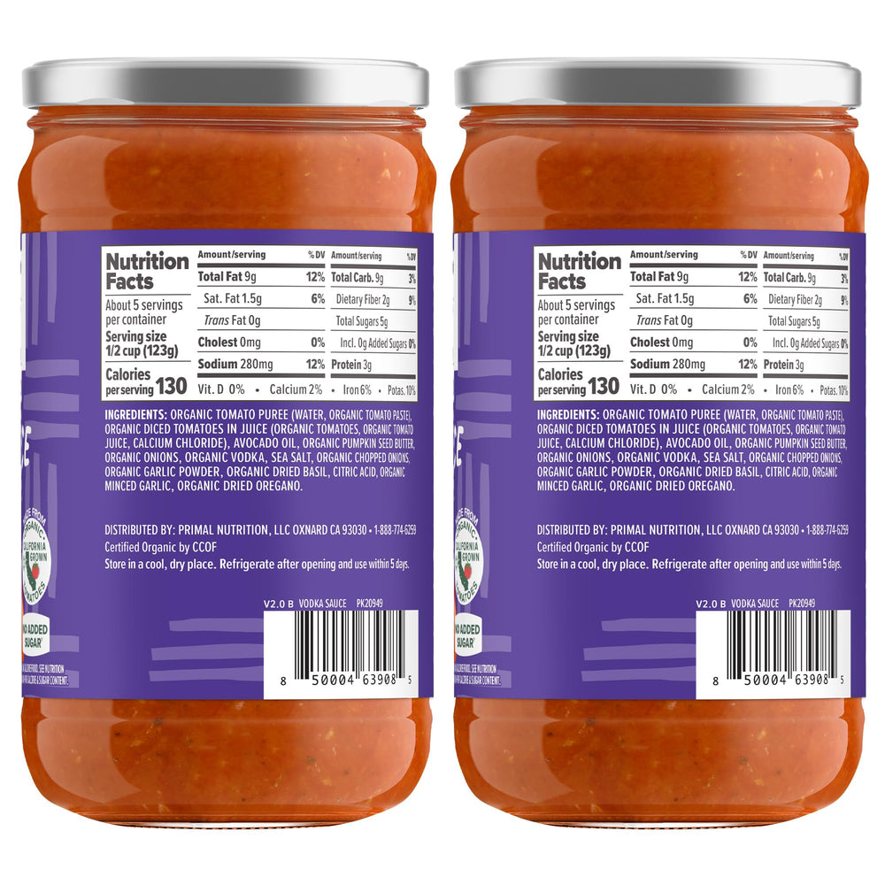 Primal Kitchen No Dairy Vodka Sauce 2-Pack dipping sauce with grain-free breadsticks