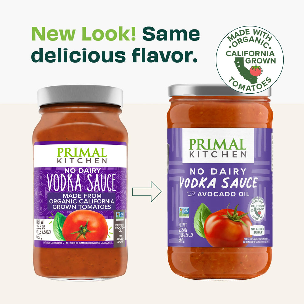 Primal Kitchen No Dairy Vodka Sauce 2-Pack gluten-free label on jar
