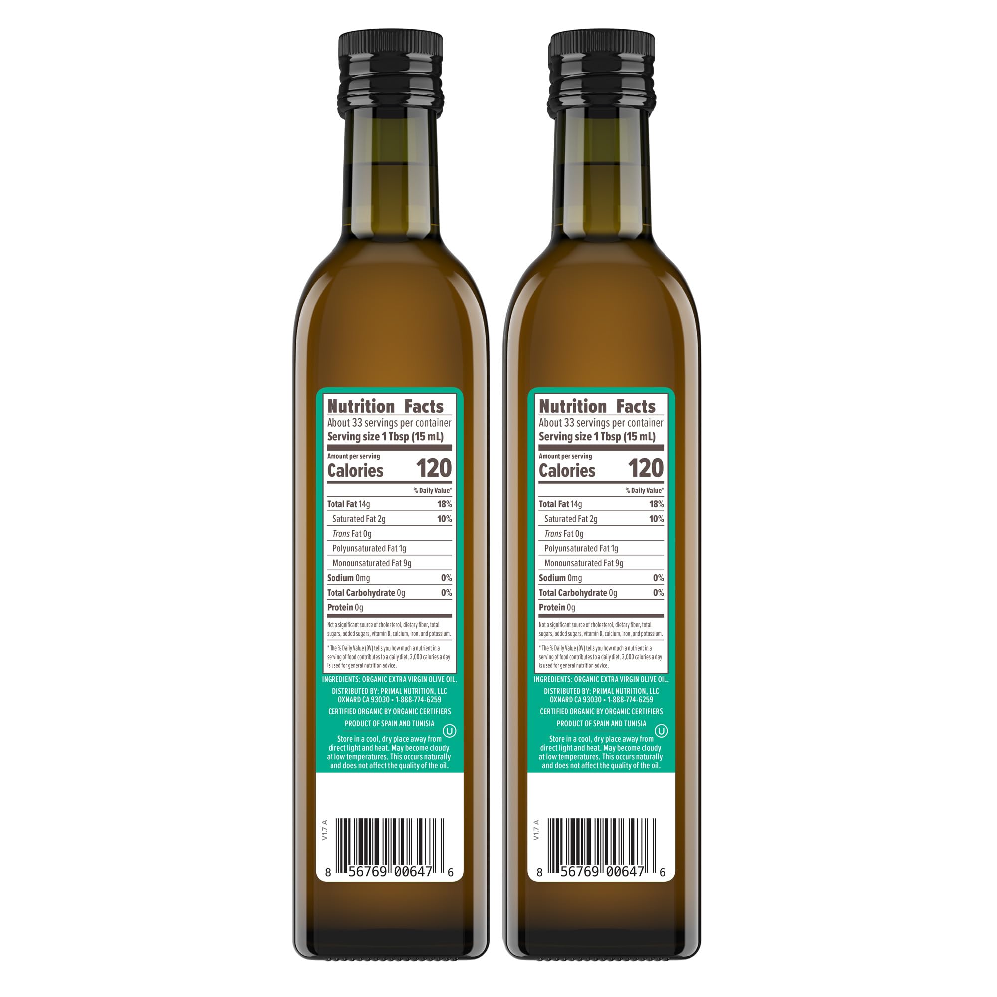 Primal Kitchen EVOO ingredient label highlighting organic and certification
