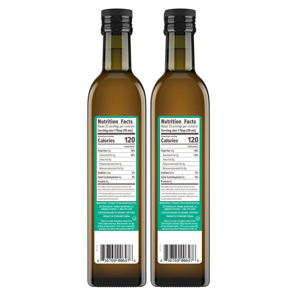 Primal Kitchen EVOO ingredient label highlighting organic and certification