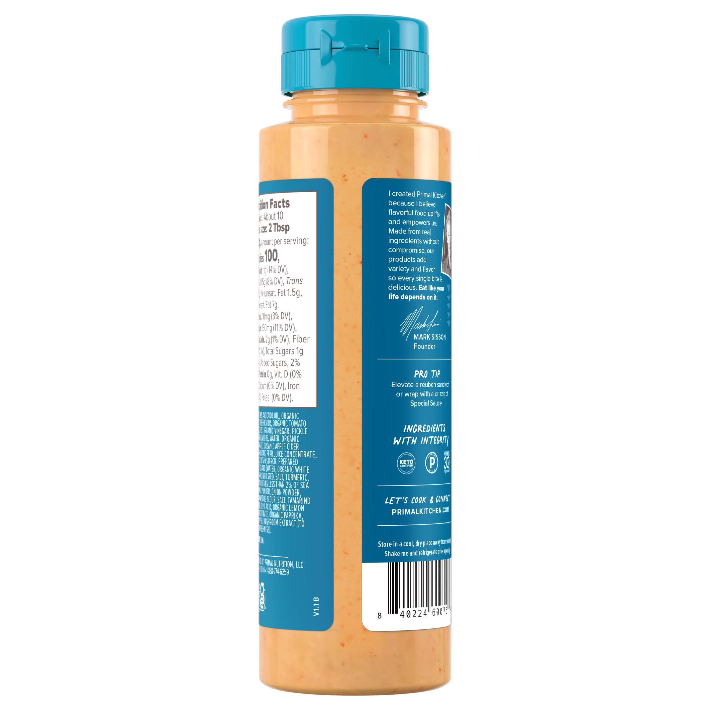 Primal Kitchen Sauce Dip Special Burger sandwich topping for quick meals