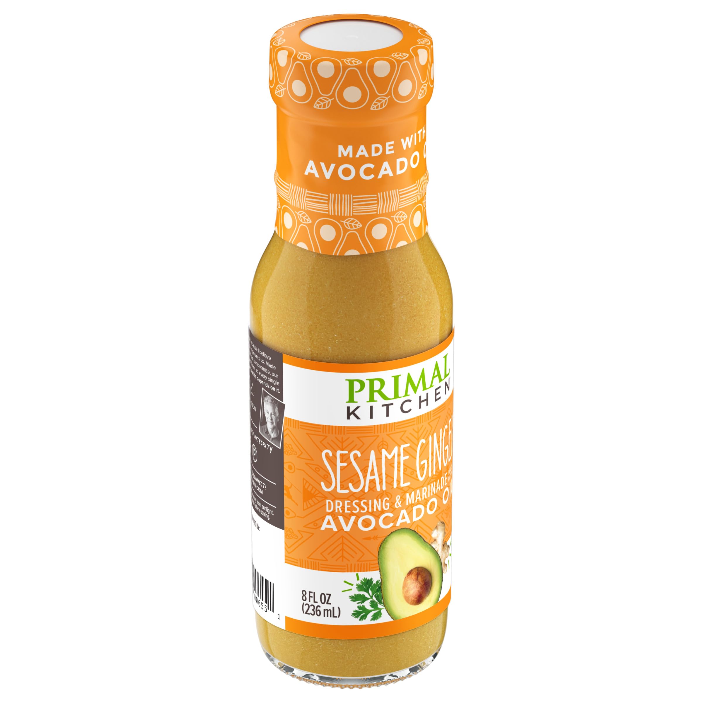 Primal Kitchen sesame ginger avocado oil pour showcasing smooth texture and versatility