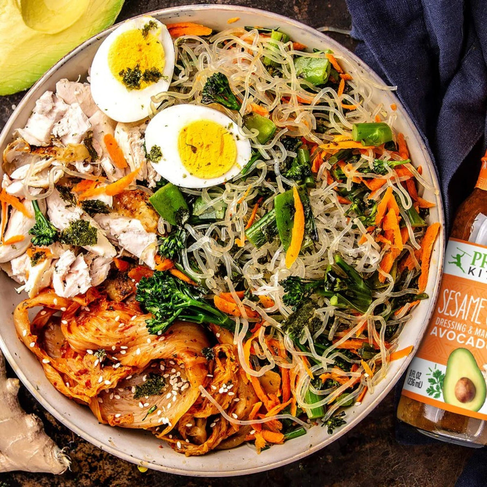 Primal Kitchen sesame ginger noodle salad dressed with tangy avocado oil blend