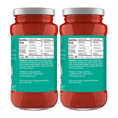 Primal Kitchen Unsweetened Red Pizza Sauce 2-Pack bottle side—avocado oil highlight.