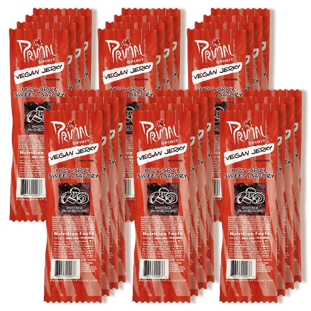 Primal Spirit Shiitake Jerky classic flavor slices ready to enjoy.