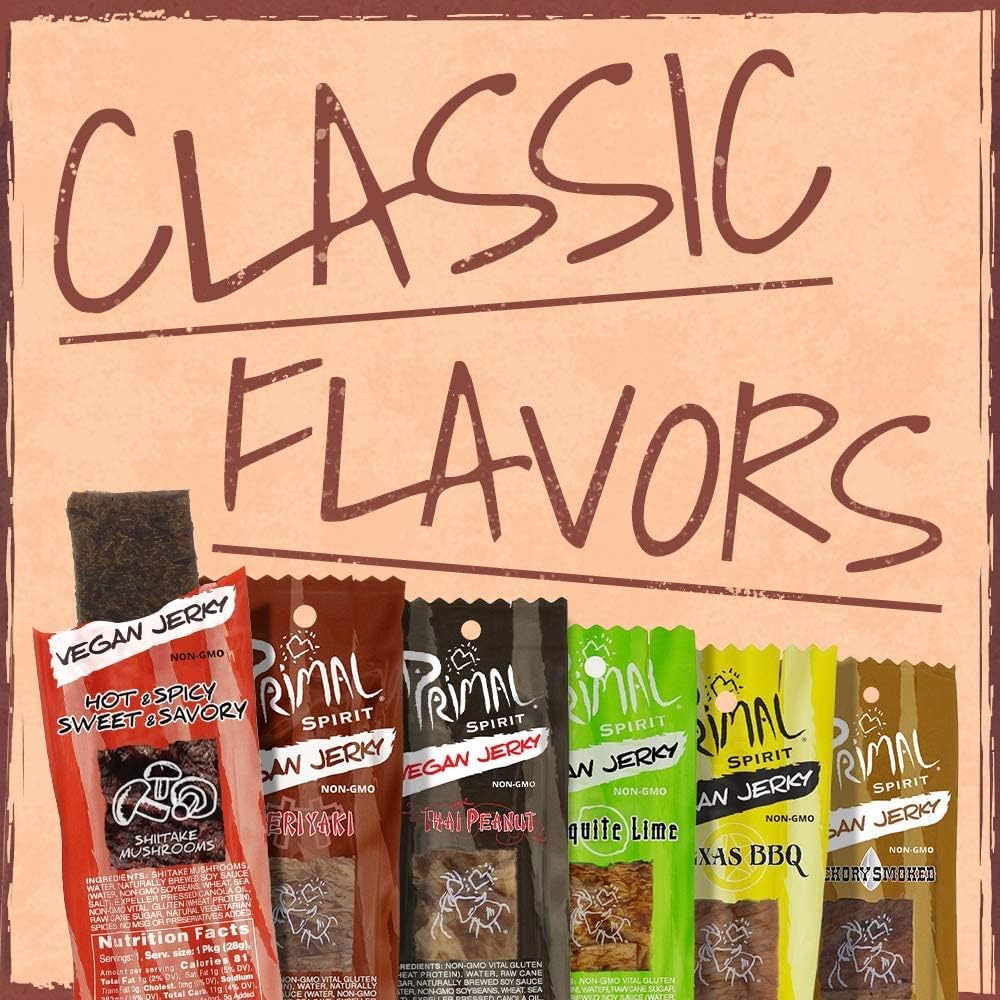Primal Spirit Shiitake Jerky single-serving pouch ideal for workouts.