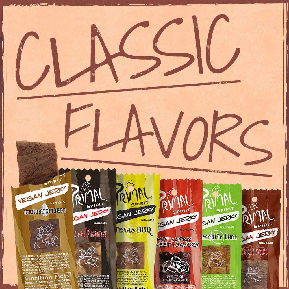 Active outdoor scene with Primal Spirit jerky, a convenient gym bag snack.