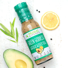 Primal Kitchen avocado oil ingredient bottle emphasizing premium fats for dressings.