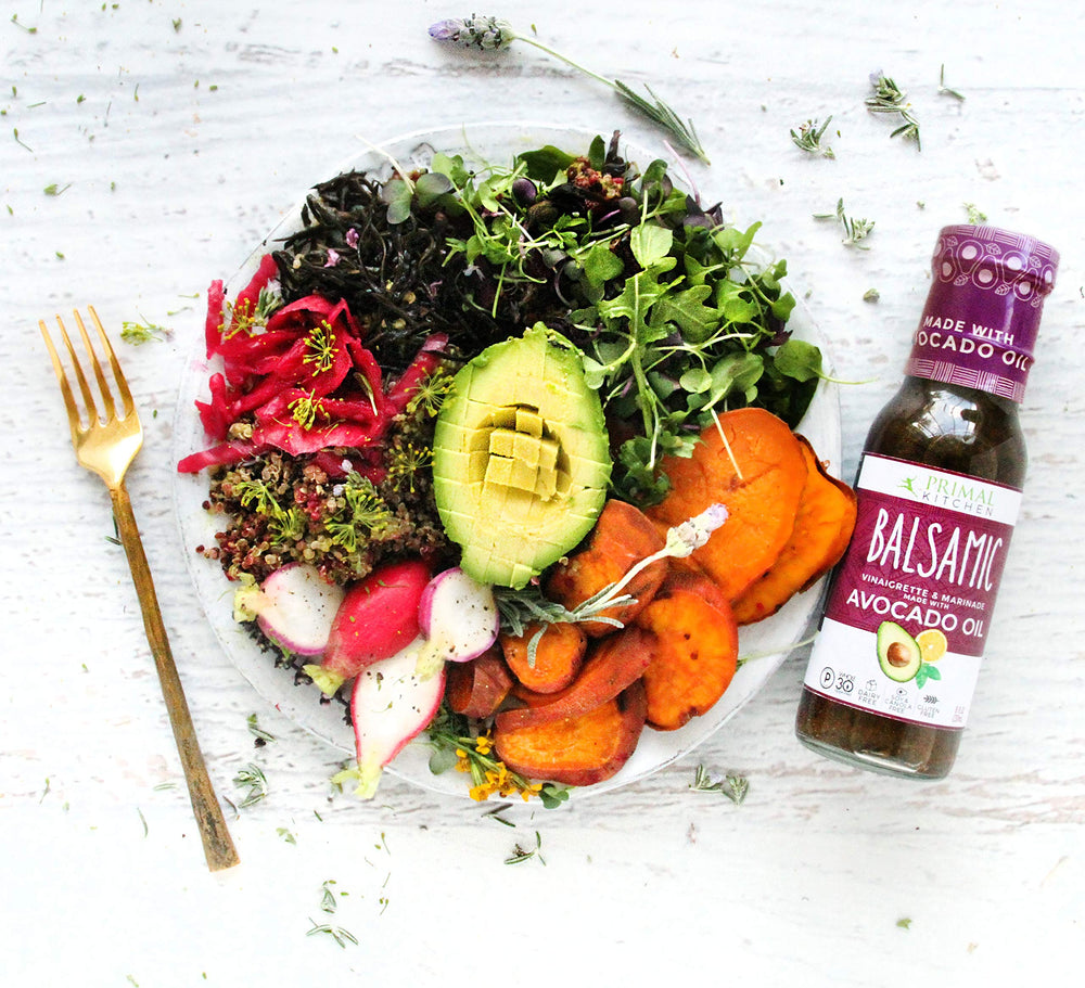Primal Kitchen Greek dressing helps marinate chicken for juicy results.
