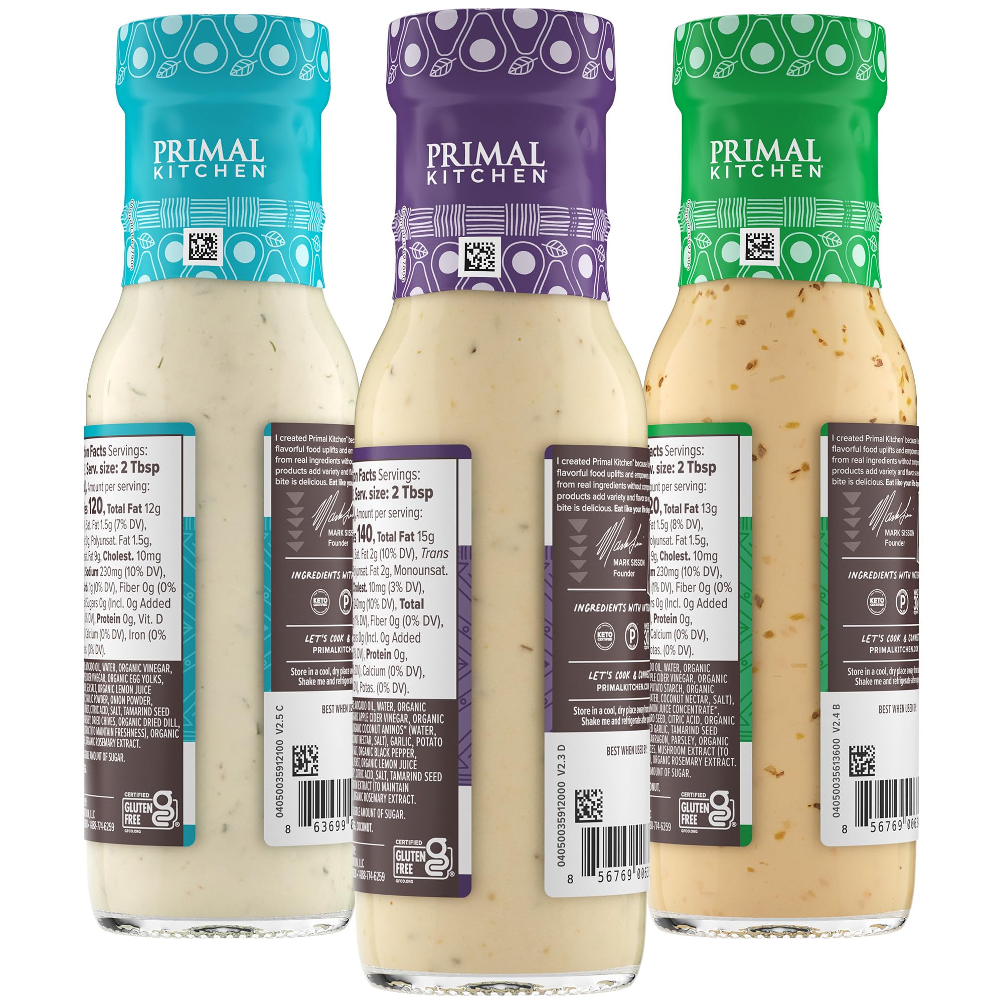 Primal Kitchen dressing pour captures silky texture ready for drizzling.