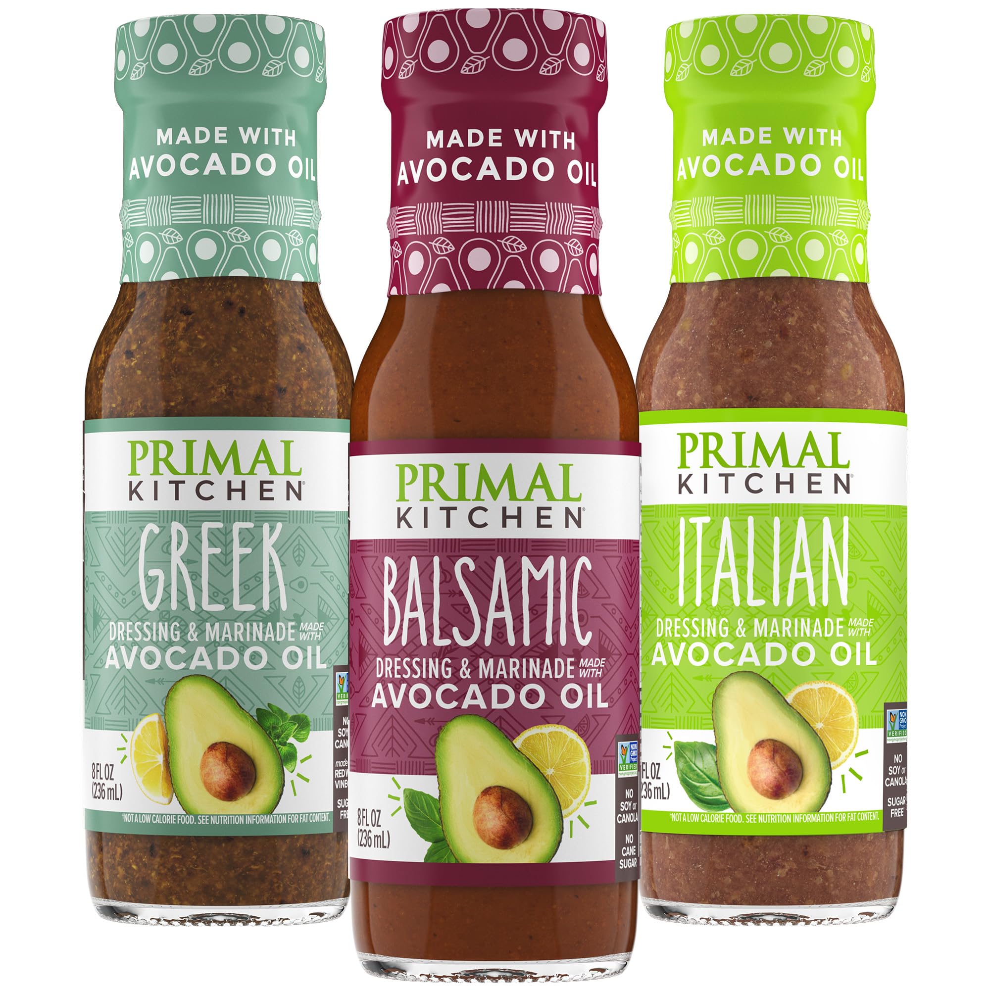 Primal Kitchen Italian dressing bottle adds bright Italian flavor with avocado oil.