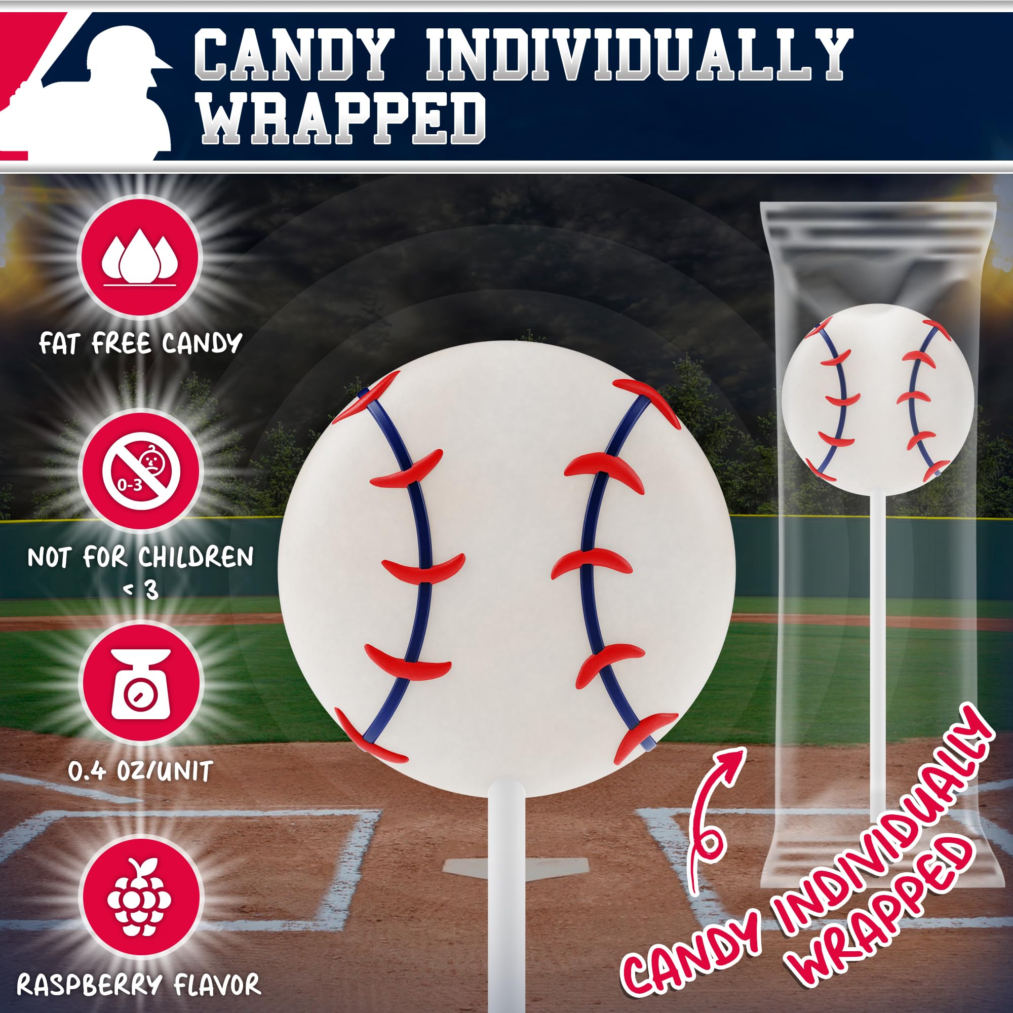 Primary Colors Candy Baseball Cupcake Toppers add edible decorations and flavor.