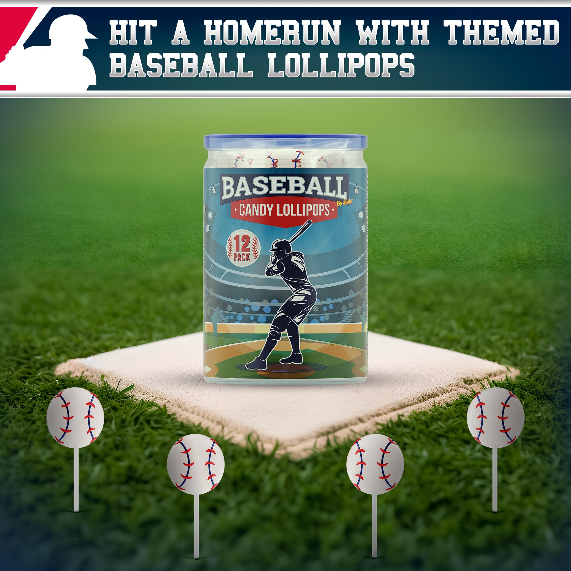 Primary Colors Candy Baseball Party Favors suitable for kids' events and sport-themed gatherings.