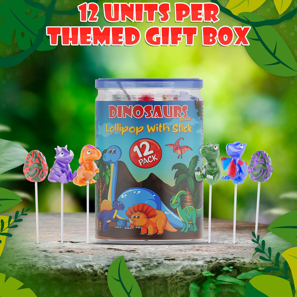 Primary Colors Candy dinosaur lollipop Cupcake topper-ready presentation for party favors.