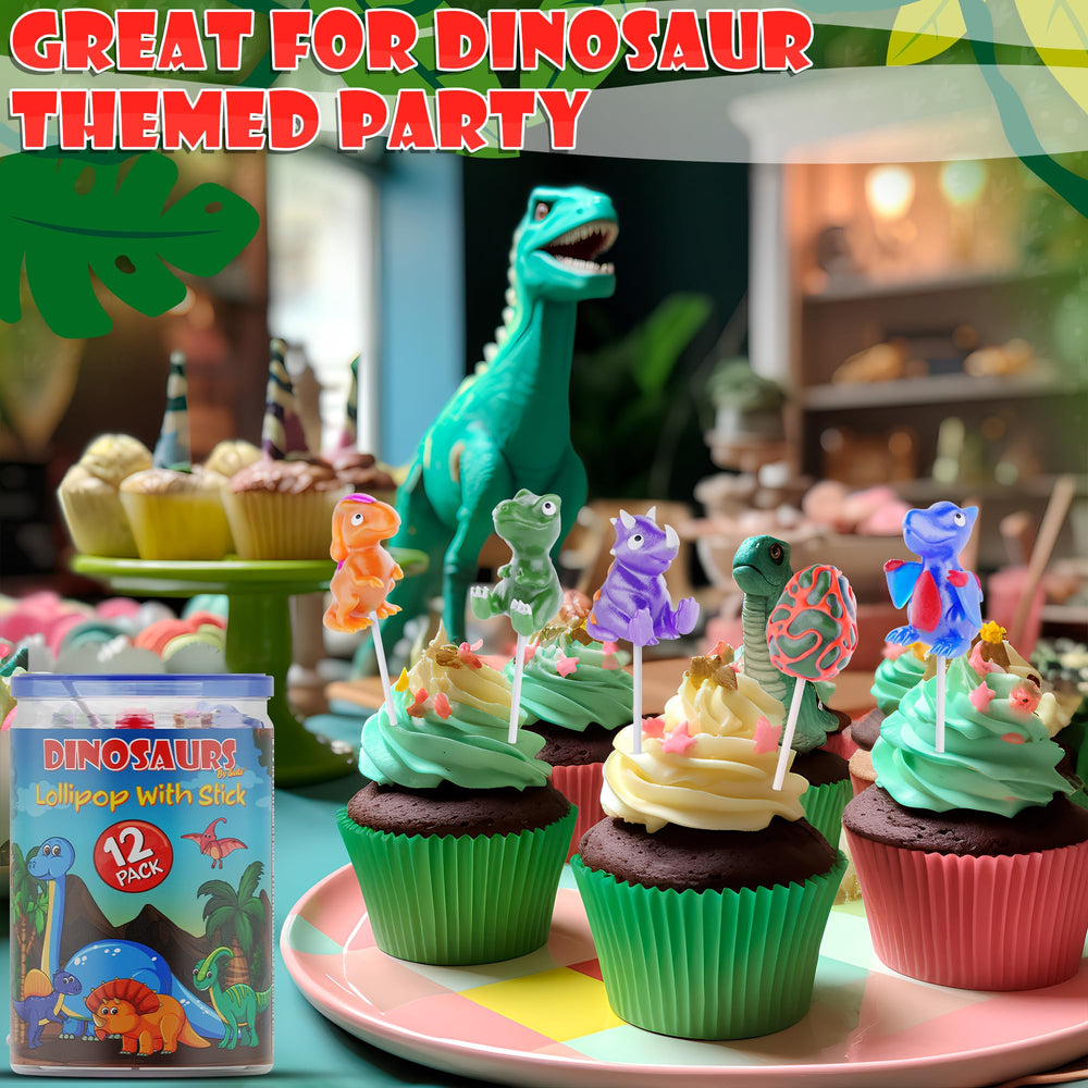 Primary Colors Candy dinosaur lollipop Velociraptor close-up for memorable party favors.